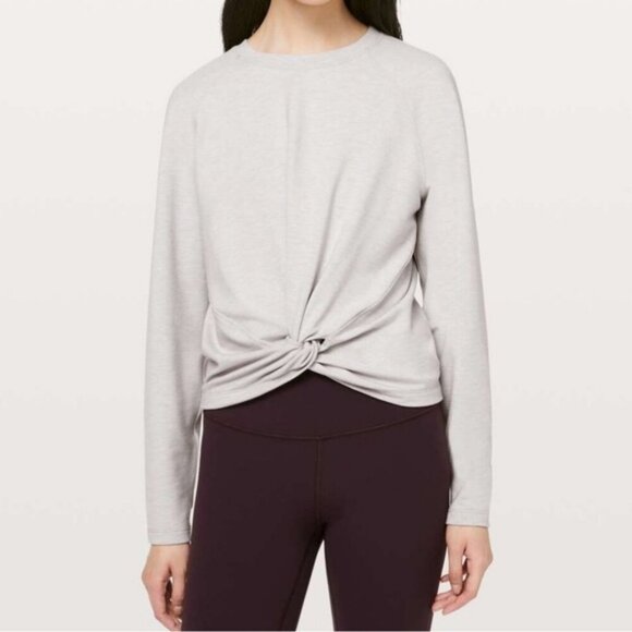 Lululemon Tuck & Gather Pullover Sweater Heather Grey Size 8 Crewneck Sweater - Picture 8 of 11